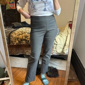 Grey Houndstooth Stretch Ankle Pants